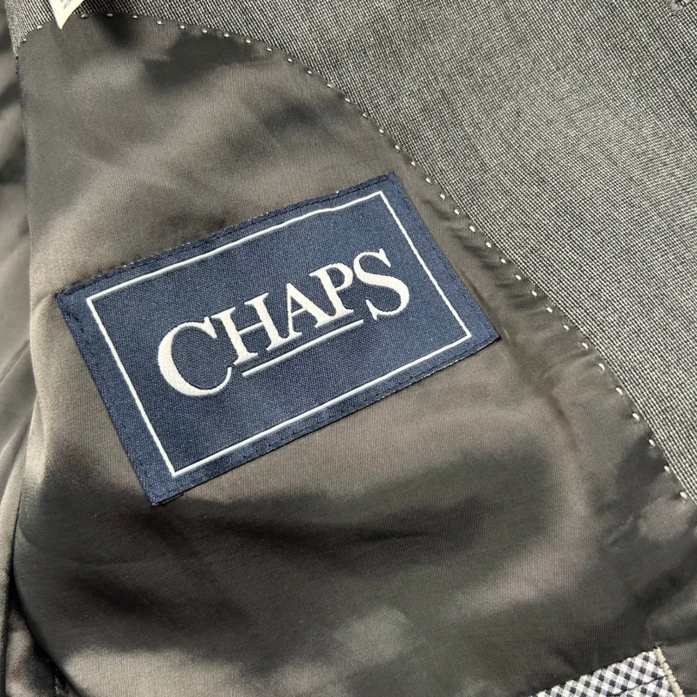 Chaps Mens Suit Jacket Blazer 40R Gray‎ Stretch Two Button Notch Lapel 40 R FLAW